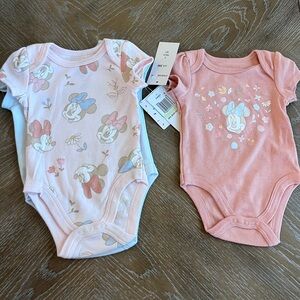 Disney Baby Pink and White Onesies 3 Pack
